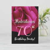 Invitation Fabulous 70th Birthday Party Ruby Red Rose W1485 (Debout devant)