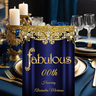 Invitation Fabulous anniversaire Bleu Acier Violet Perles 