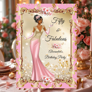 Invitation Fabulous Anniversaire Robe Rose Or Incroyable Soir