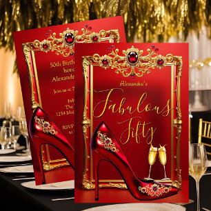 Invitation Fabulous Anniversaire Talons Rouge Champagne Or av