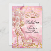 Invitation Fabulous birthday Blush Pink Tiara Gold Heel (Devant)