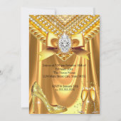 Invitation Fabulous Champagne birthday Gold Heel Diamonds (Dos)