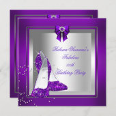 Invitation Fabulous Chaussure Argent violet fête d'anniversai (Devant / Derrière)