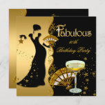 Invitation Fabulous Deco Lady 50th Birthday Party Gold Black<br><div class="desc">Fabulous Elite Élégante dame Art Déco Avec Fan 50e Anniversaire Fête Gold Champagne noir</div>