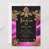 Invitation Fabulous Elegant 60e anniversaire Fuchsia Gold Gem (Devant)