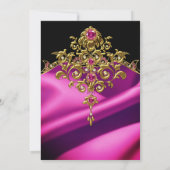 Invitation Fabulous Elegant 60e anniversaire Fuchsia Gold Gem (Dos)