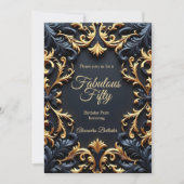 Invitation Fabulous Elegant Birthday Party Gold Blue Black (Devant)