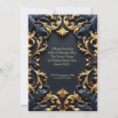 Invitation Fabulous Elegant Birthday Party Gold Blue Black (Dos)