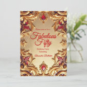 Invitation Fabulous Elegant Birthday Party Gold Red Gold (Debout devant)