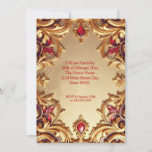 Invitation Fabulous Elegant Birthday Party Gold Red Gold (Dos)