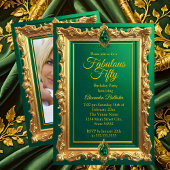Invitation Fabulous Elegant Birthday Photo Emerald Green Gold