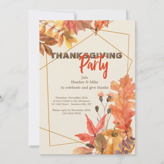 Invitation Fabulous Fall Thanksgiving (Devant)