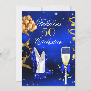 Invitation Fabulous Fête au Champagne Talons Royaux Bleus Dor
