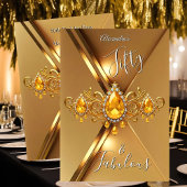 Invitation Fabulous Fifty Birthday Party Yellow Gold Gems