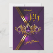 Invitation Fabulous Fifty Birthday Royal Purple Gold Gems (Devant)