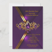 Invitation Fabulous Fifty Birthday Royal Purple Gold Gems (Dos)
