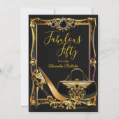 Invitation Fabulous Fifty Black Gold high Heel handbag Gems (Devant)