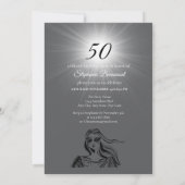 Invitation Fabulous Fifty Woman Black Sketch 50e anniversaire (Dos)