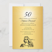 Invitation Fabulous Fifty Woman Gold Sketch 50e anniversaire (Dos)
