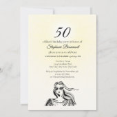 Invitation Fabulous Fifty Woman White Sketch 50e anniversaire (Dos)