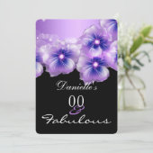 Invitation Fabulous Floral Fleurs violet Black Party (Debout devant)