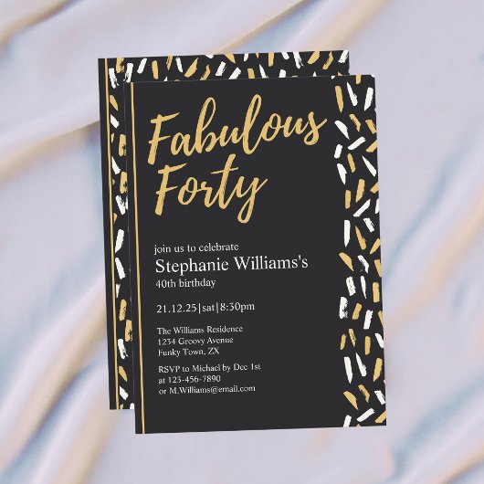 Invitation Fabulous Forty Golden Modern Woman's 40th Birthday