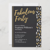 Invitation Fabulous Forty Golden Modern Woman's 40th Birthday (Devant)