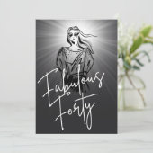 Invitation Fabulous Forty Woman Black Sketch 40th Birthday (Debout devant)