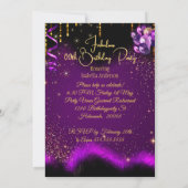Invitation Fabulous Fun Birthday Purple Champagne Glass (Dos)