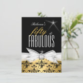 Invitation Fabulous Gold Black Damask 50th Birthday Party (Debout devant)