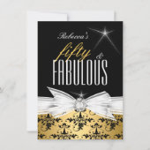Invitation Fabulous Gold Black Damask 50th Birthday Party (Devant)