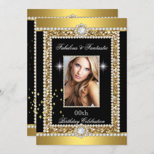 Invitation Fabulous Gold Black Glamor Hollywood Diamond