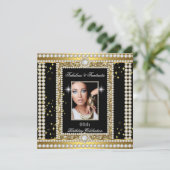 Invitation Fabulous Gold Black Glamor Photo Diamond Party (Debout devant)