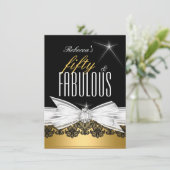 Invitation Fabulous Gold Black Lace 50e fête d'anniversaire (Debout devant)