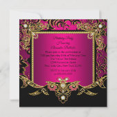 Invitation Fabulous Gold Hot Pink Black 21e fête d'anniversai (Dos)