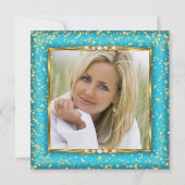 Invitation Fabulous Gold Turquoise bleu Champagne Photo Anniv (Dos)