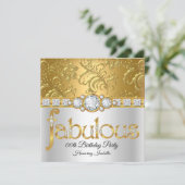 Invitation Fabulous Gold White Damask Diamond fête d'annivers (Debout devant)