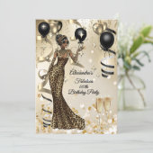 Invitation Fabulous Leopard Birthday Celebration Champagne (Debout devant)