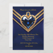 Invitation Fabulous Navy Gold Diamonds Elegant Birthday Party (Dos)
