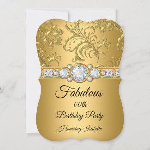 Invitation Fabulous Or Damassé Diamant fête d'anniversaire 2