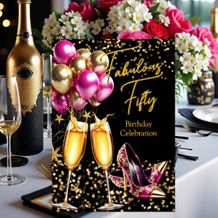Invitation Fabulous Paillettes Talons Hauts Rose Chaud Or Cha