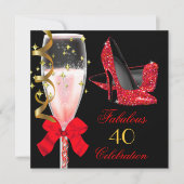 Invitation Fabulous Parties scintillant rouge talons Black Go (Devant)