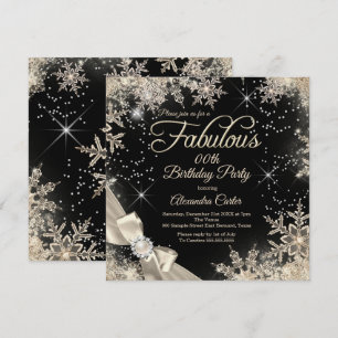 Invitation Fabulous Party Perle Arc Beige Noir Flocon de Neig
