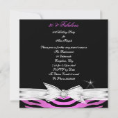 Invitation Fabulous Pink Black Zebra 30e fête d'anniversaire (Dos)