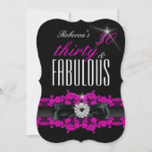 Invitation Fabulous Pink Lace Black 30e fête d'anniversaire (Devant)