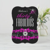 Invitation Fabulous Pink Lace Black 30e fête d'anniversaire (Debout devant)