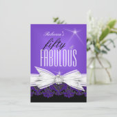 Invitation Fabulous Purple Lace Black 50e fête d'anniversaire (Debout devant)