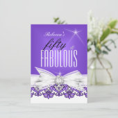 Invitation Fabulous Purple Lace Blanc 50e fête d'anniversaire (Debout devant)