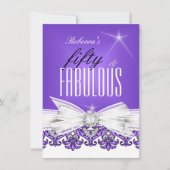 Invitation Fabulous Purple Lace Blanc 50e fête d'anniversaire (Devant)