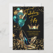 Invitation Fabulous Queen Turquoise Crown Gold talons Anniver (Devant)